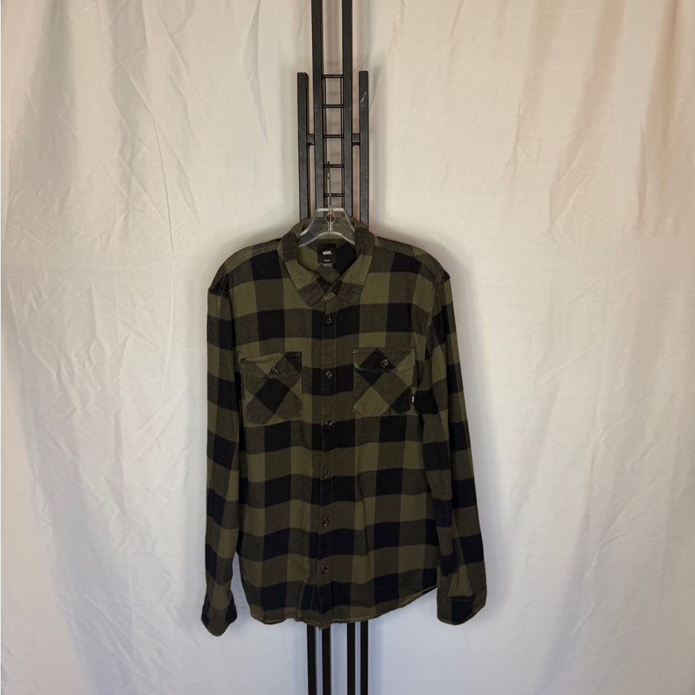 Vans Green‎ and Black Checkered Button Down Shirt